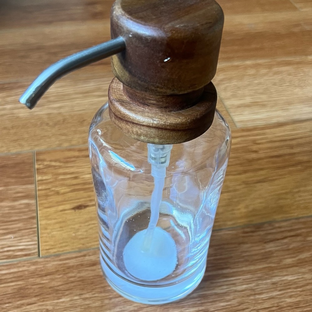 Rustic Wooden Top Glass Soap Dispenser